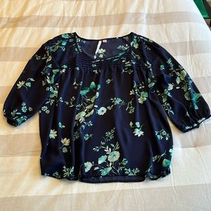 Blue floral blouse